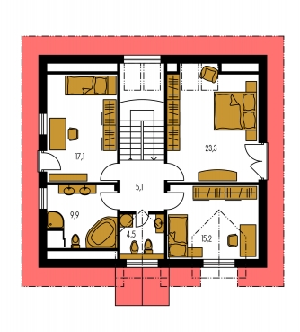 Plan de sol du premier étage - KOMPAKT 46